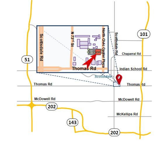 Map for Southwest Oncology Center’s main facility