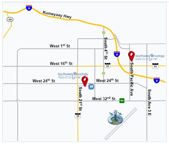 Map showing both Radiation & Medical-Oncology facilities