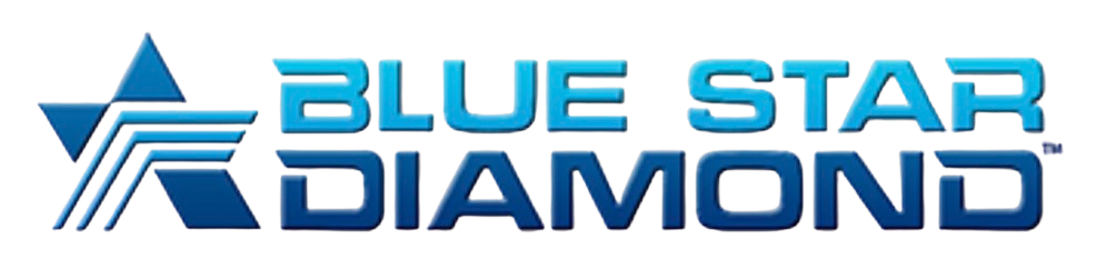 Un logo en forme d'étoile bleue en forme de diamant sur fond blanc