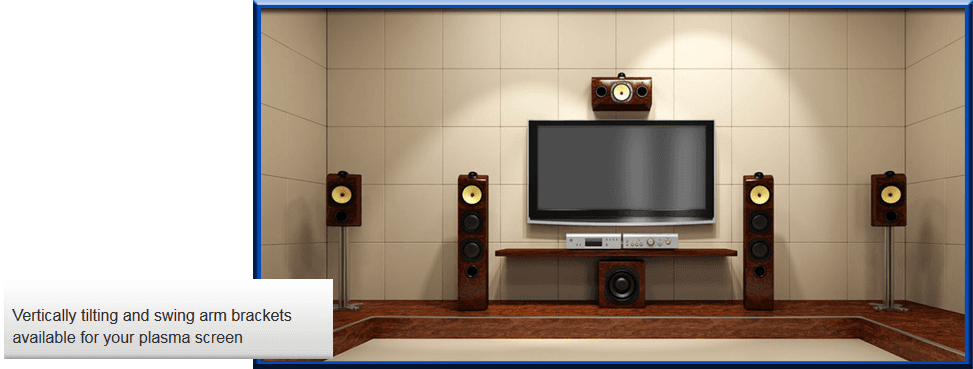 wall mounted plasma screen with speakers underneath