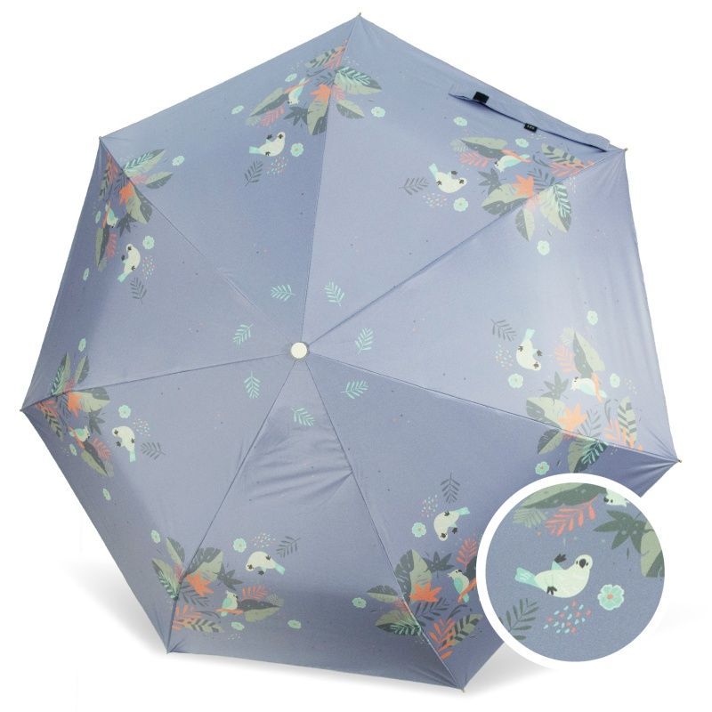 01-580055 - 抗UV - 降溫 - 下拉卡式三折傘 - 俏皮小鸚哥