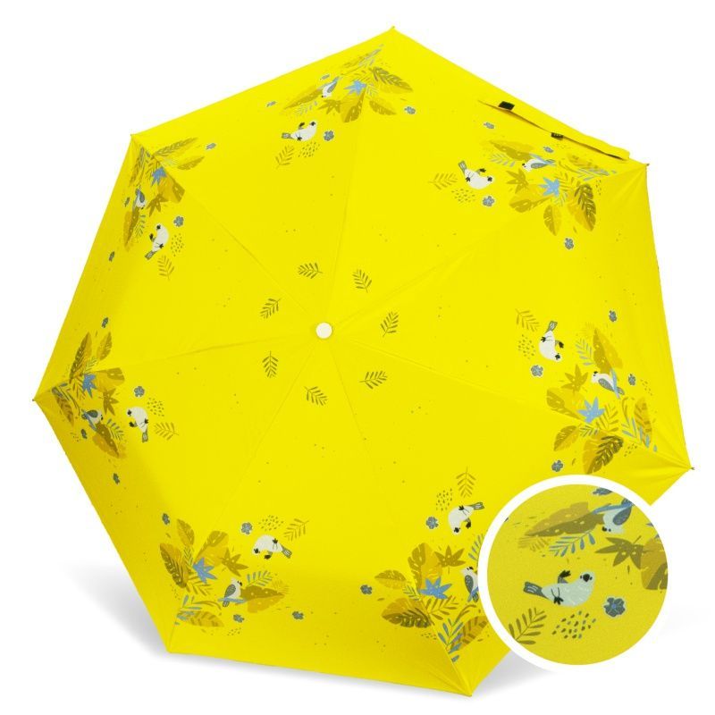 01-580055 - 抗UV - 降溫 - 下拉卡式三折傘 - 俏皮小鸚哥