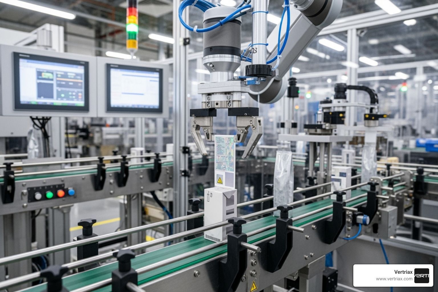FMCG production line with label applicator - anti counterfeit solutions for fmcg industry