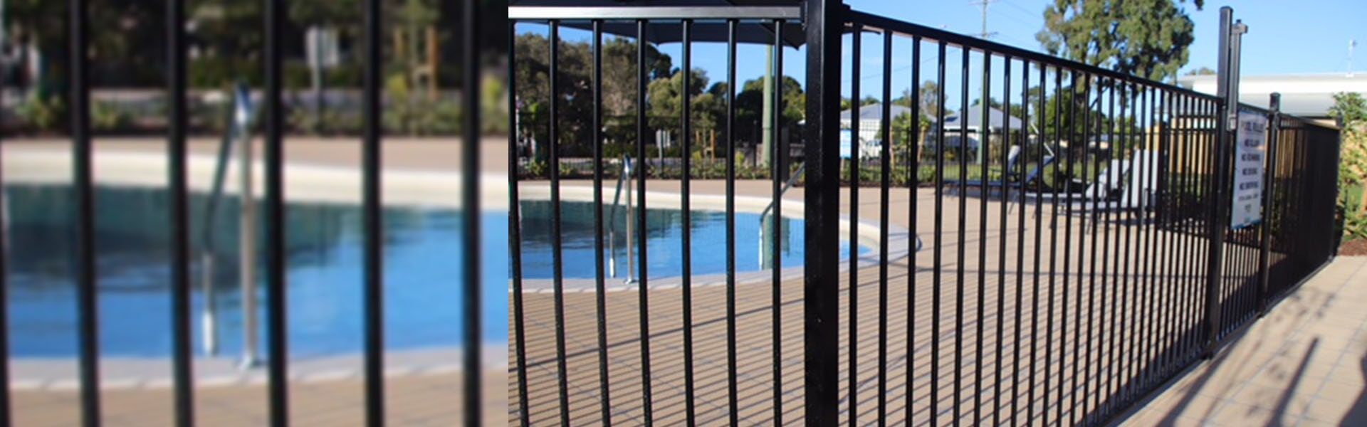 Black Metal Fence Surrounds a Swimming Pool — Lange's Fencing and Landscaping Centre in Island Plantation, QLD