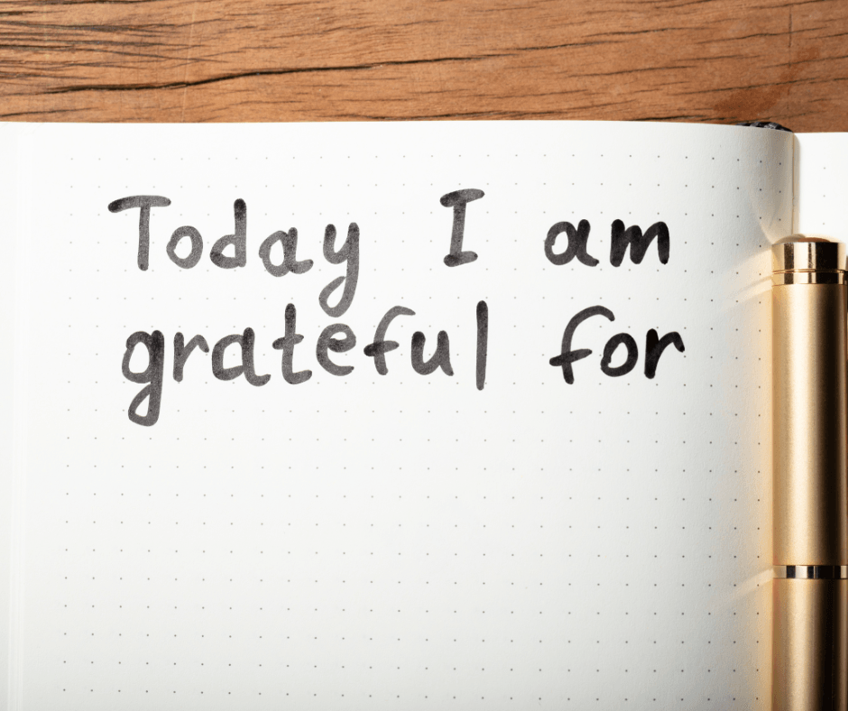 Journal with prompt “Today I am grateful for…”