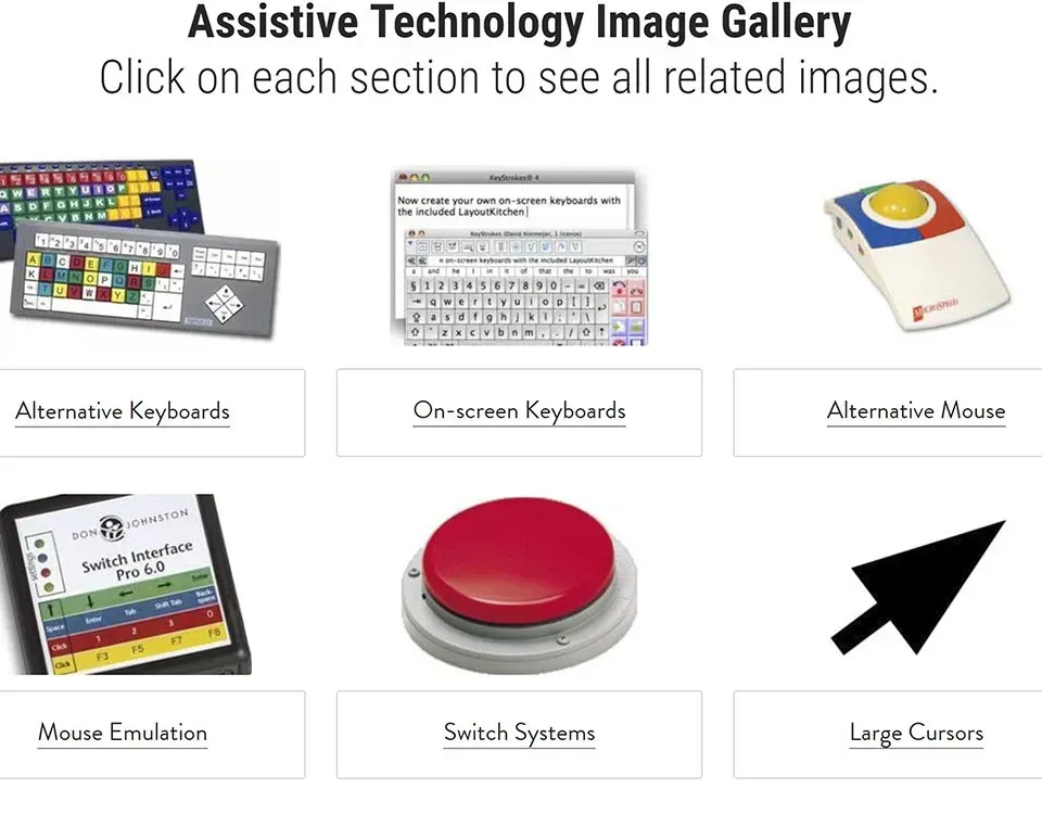 a screenshot of the assistive technology image gallery