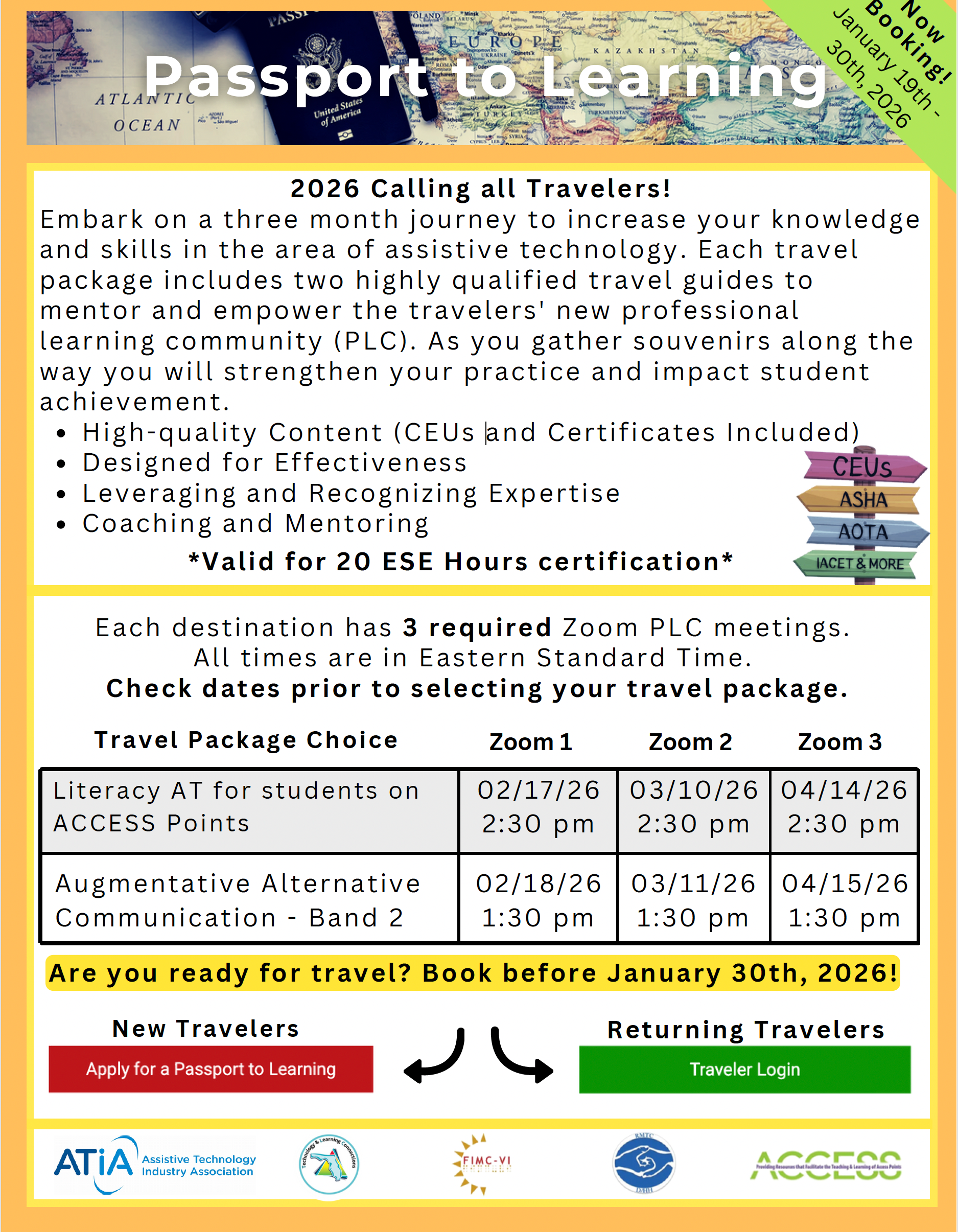 Screenshot of the Passport to Learning flyer.