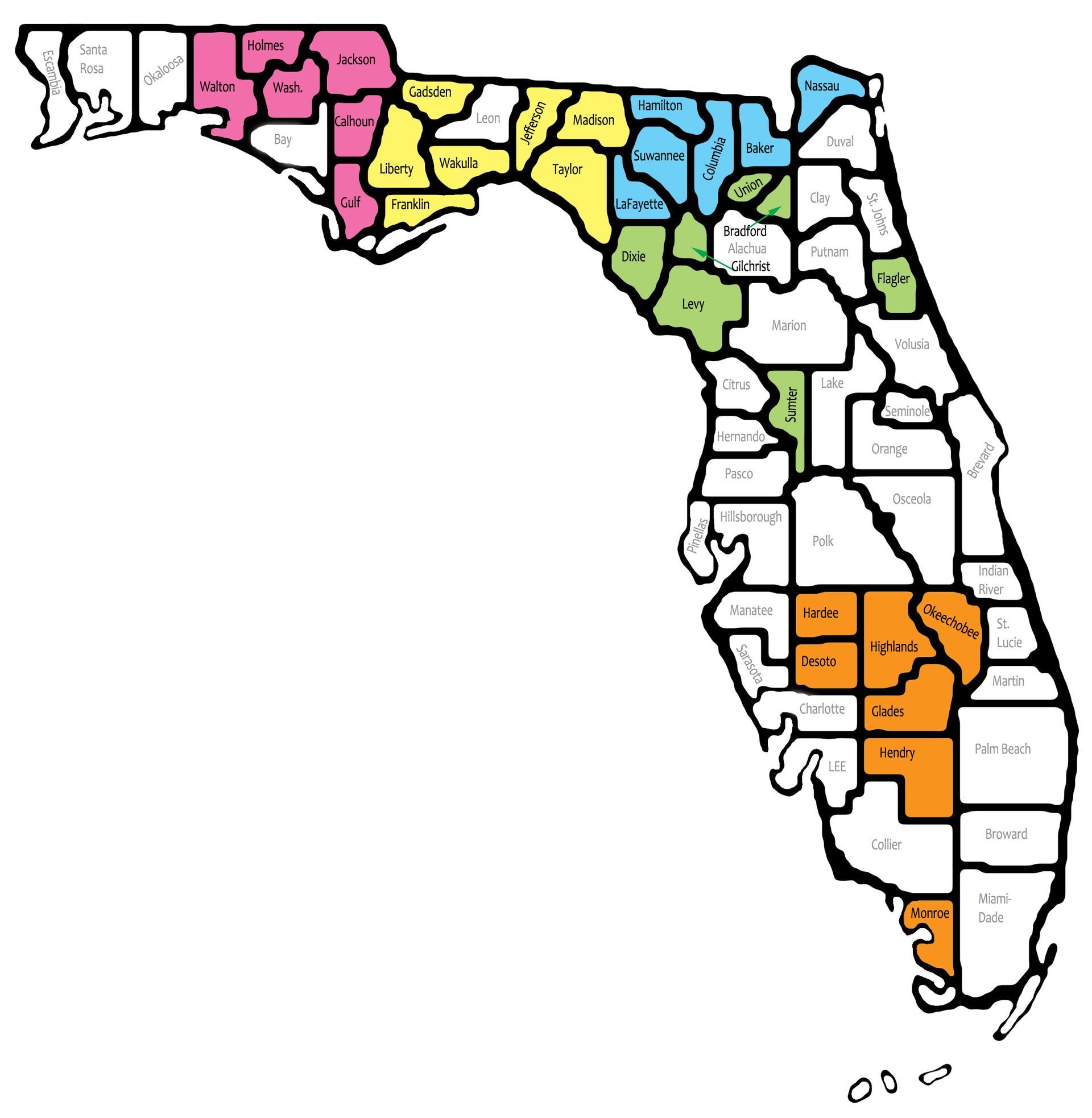florida map of the r-lats regions
