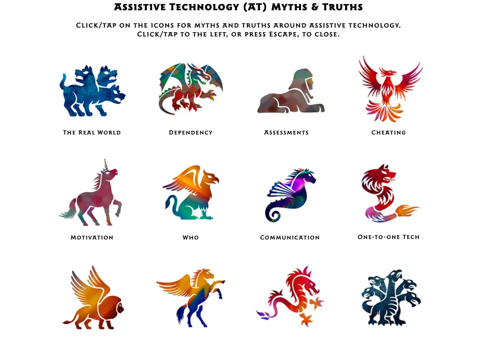a screenshot of the assistive technology myths resource