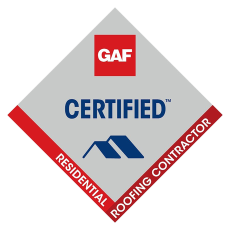 A logo for a certified residential roofing contractor