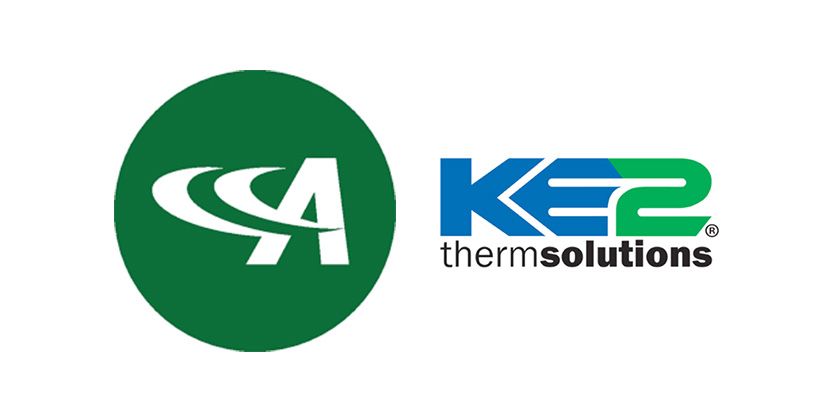 Un logo vert et bleu pour une entreprise appelée ker thermosolutions.