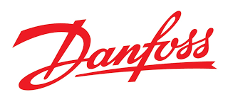 Un logo Danfoss rouge sur fond blanc
