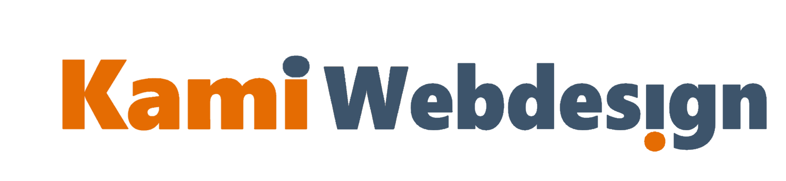 Een blauw en oranje logo voor kami webdesign om een website te laten maken