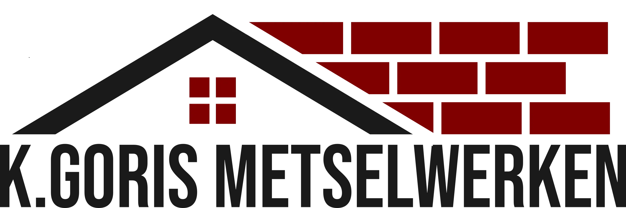 Een logo voor k. goris metselwerken met een huis en stenen