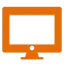 Een oranje computermonitorpictogram op een witte achtergrond om een website te laten maken