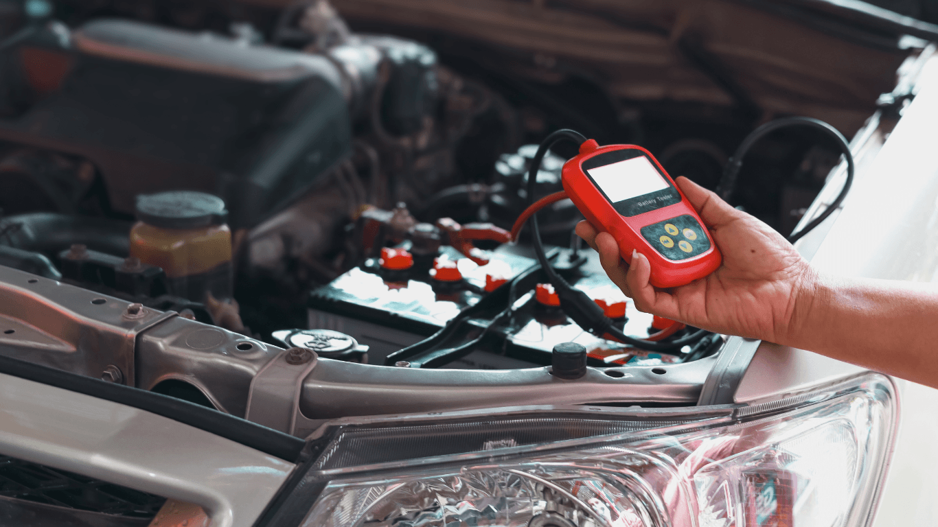 a mobile mechanic doing an on-site diagnostic test