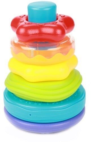 Stapeltoren met baby rammelaar