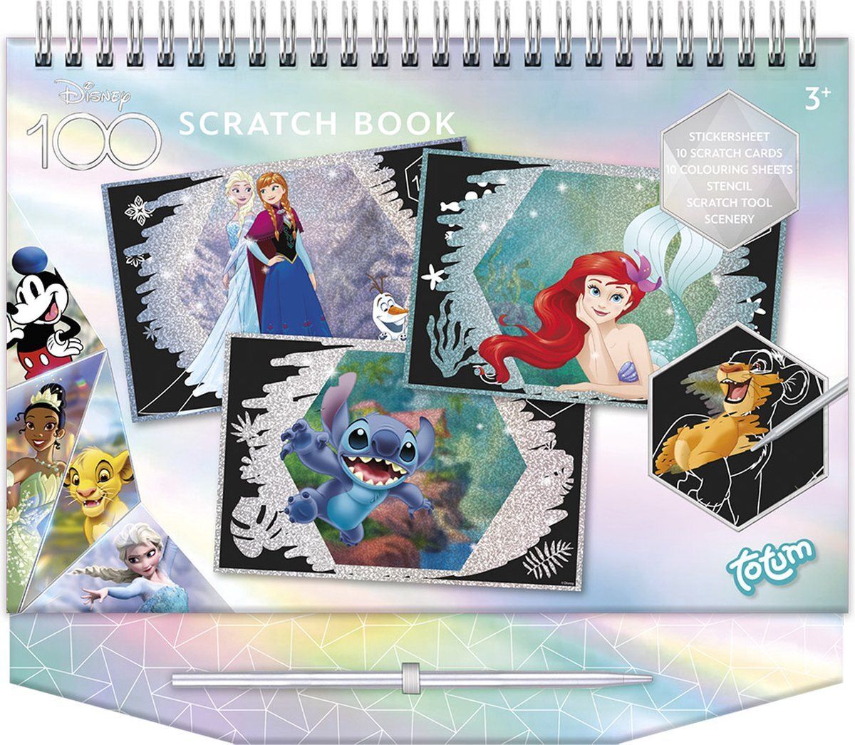 Totum Disney 100 krasplaten sticker en kleurboek