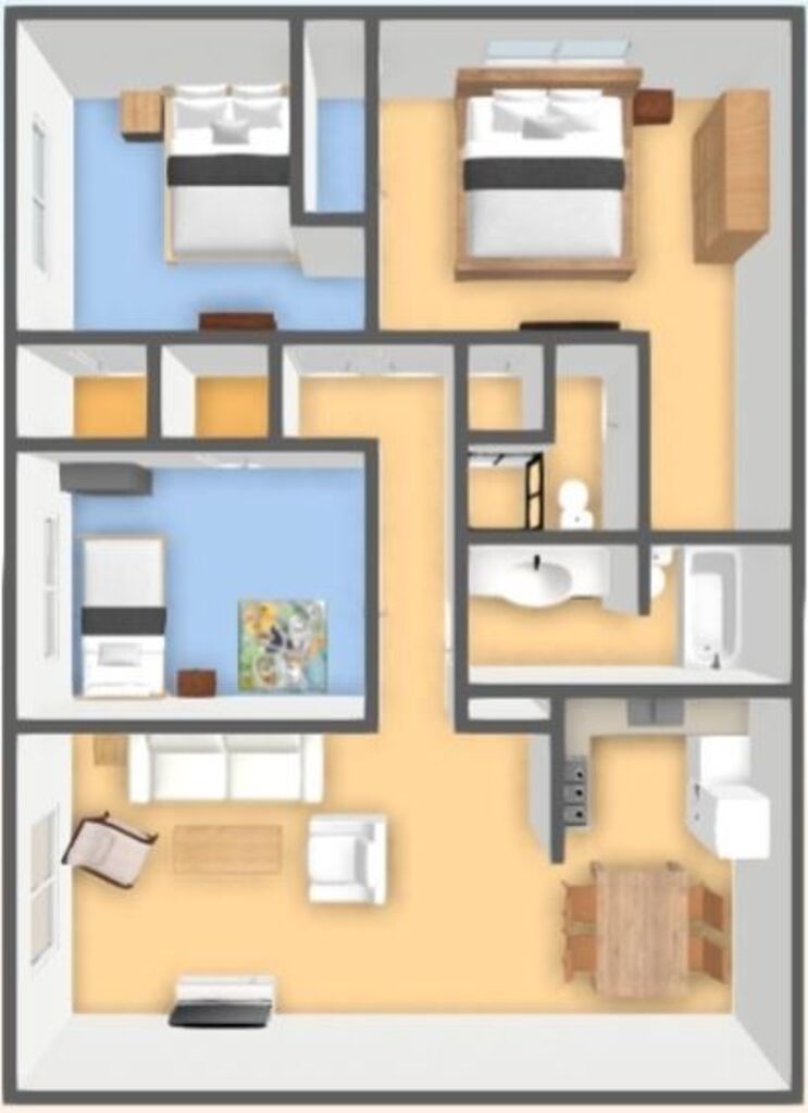 Floor Plan: 4 Bed · 2 Bath