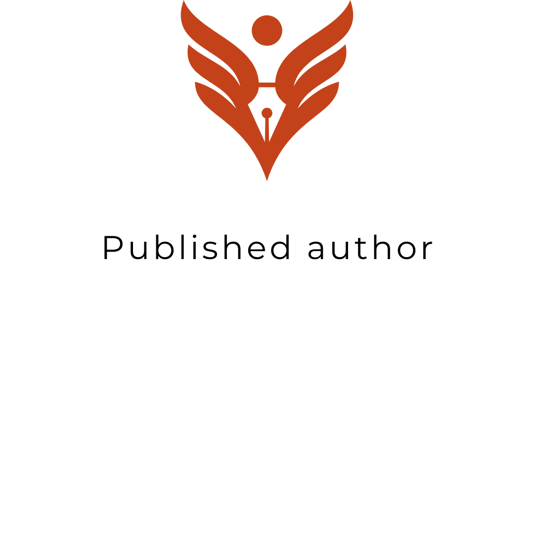 A published author logo with a pen and wings