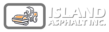 The logo for island asphalt inc. shows a car and a truck.