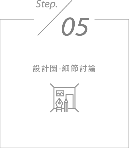 A step 5 icon with a picture of a room and a pencil.