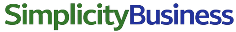 The word Simplicity in green followed by Business in blue.
