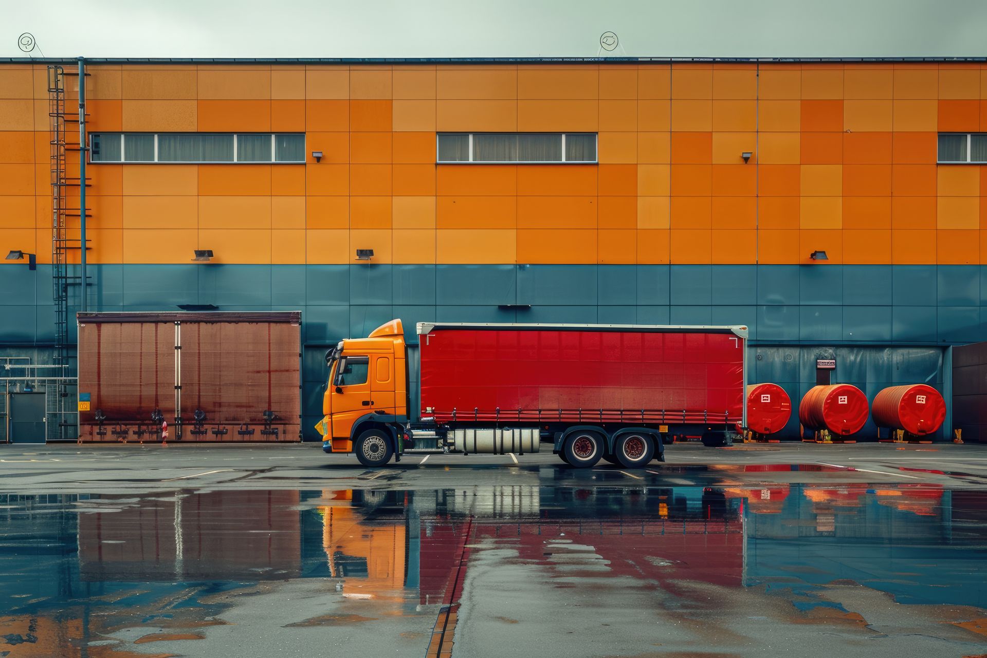 A Gray Truck with A Dump Bed Is Parked in A Parking Lot