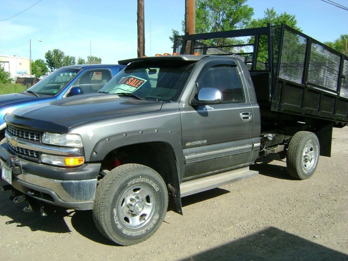 A Gray Truck with A Dump Bed Is Parked in A Parking Lot