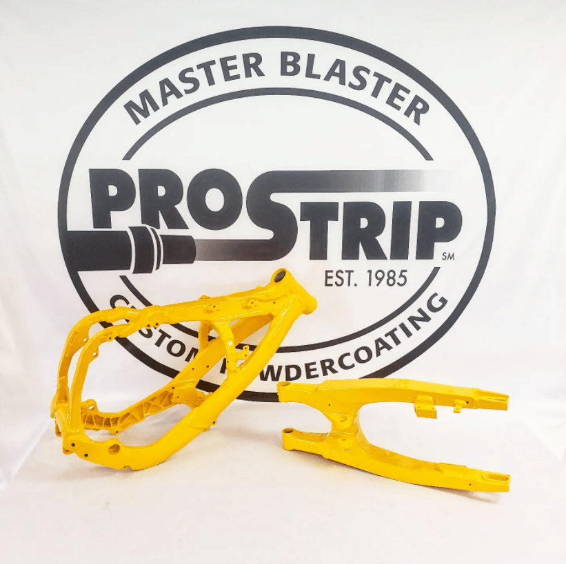 Yellow Powder Coated Motor Frame — ProStrip Professional Metal Refinishing, Inc.