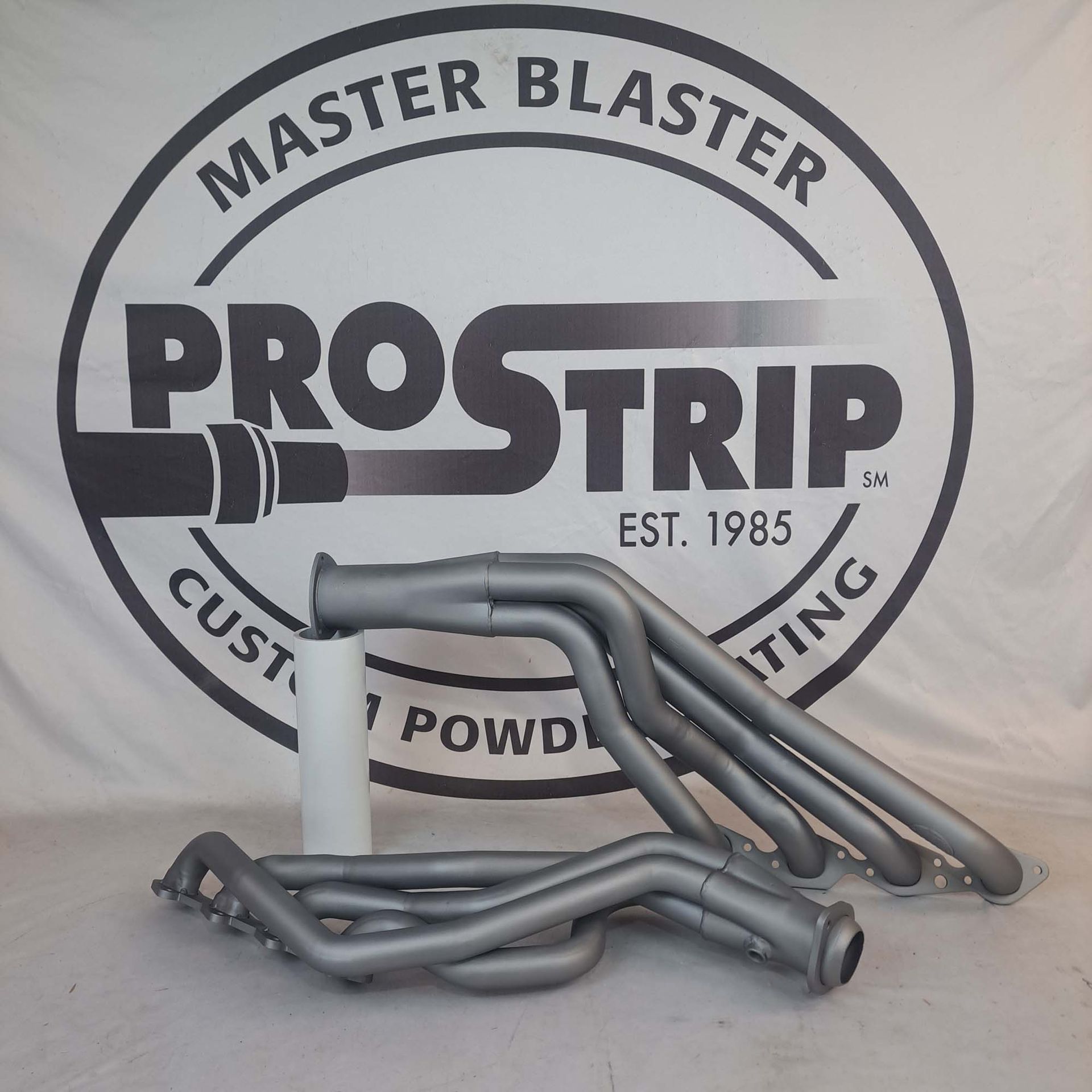 A master blaster logo with a prostrip logo on it