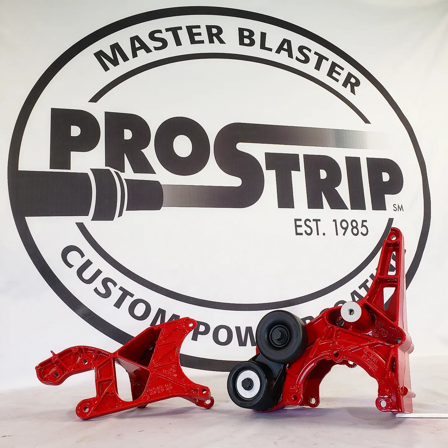 A logo for master blaster prostrip custom power is on a white background