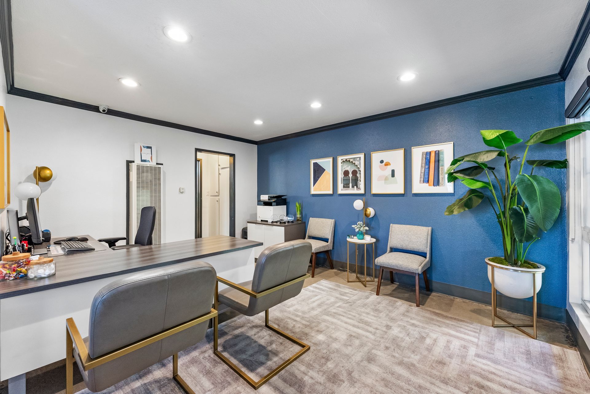 leasing office with desk and chairs