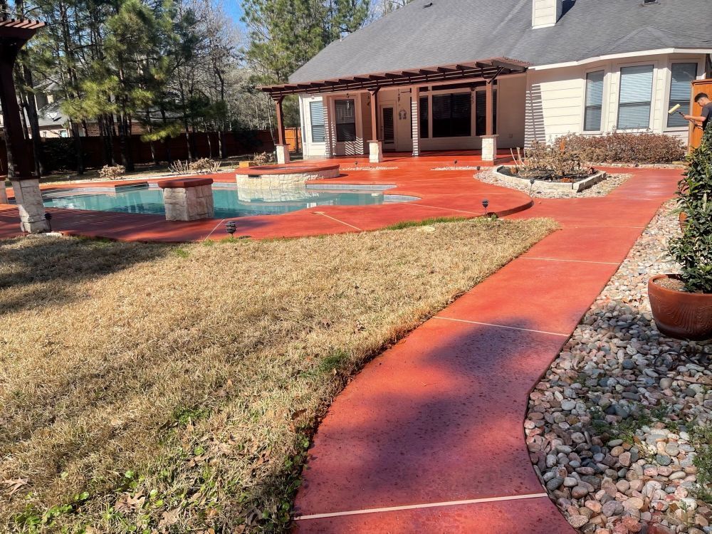 Pool Concrete Staining After— Houston, TX — Stain Your Fence