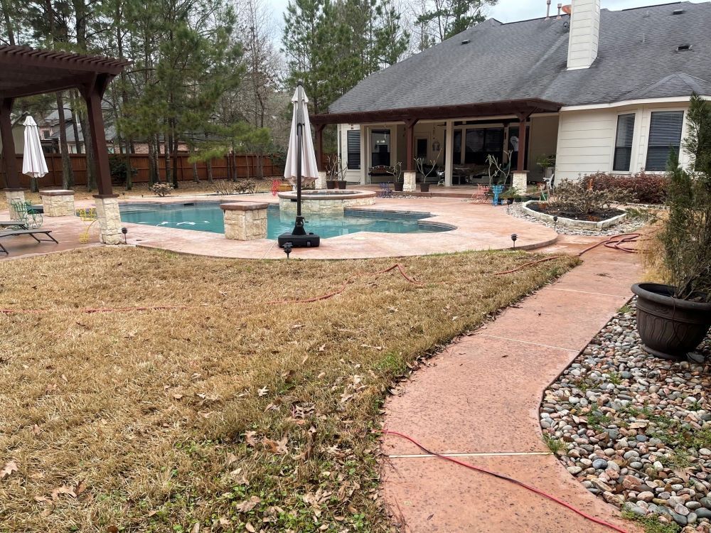 Pool Concrete Staining Before — Houston, TX — Stain Your Fence
