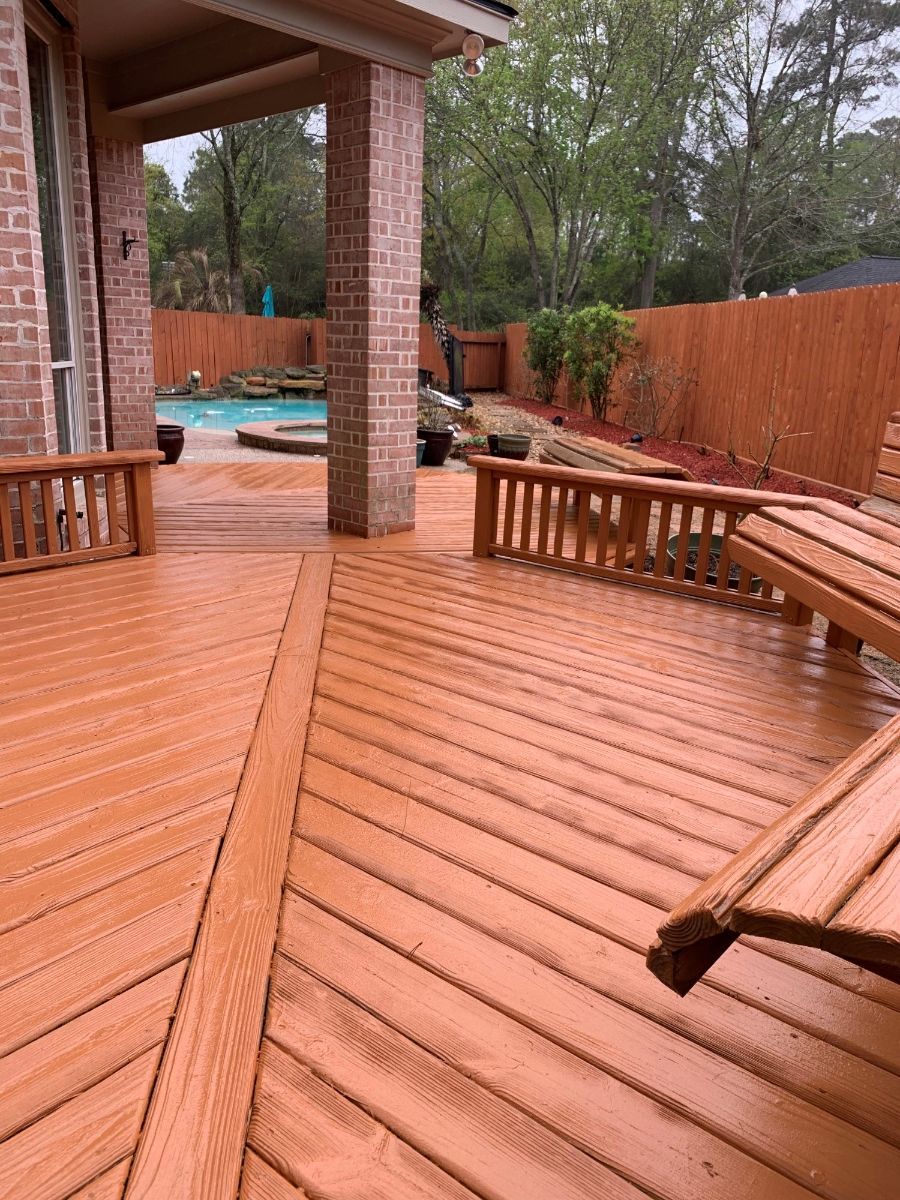 Pool Deck Staining After— San Antonio, TX — Stain Your Fence