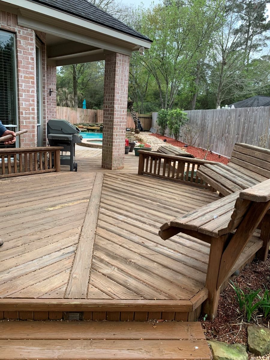 Pool Deck Staining Before — San Antonio, TX — Stain Your Fence