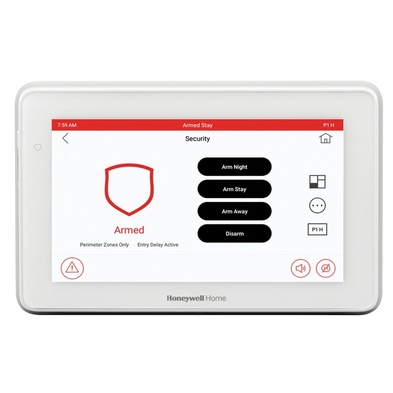 A white tablet with a red shield on the screen.