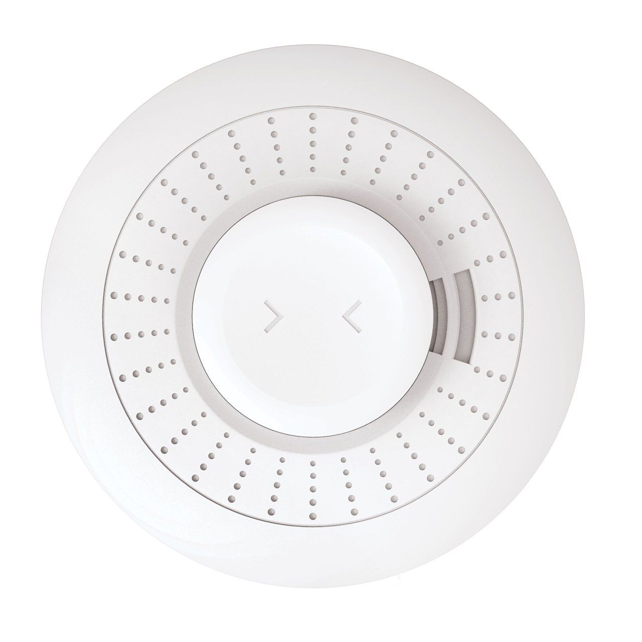 A white circle with holes in it and a button in the middle