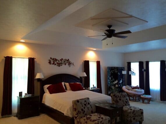 Modern Inspired House — Bedroom with Ceiling Fan in Marion, IL