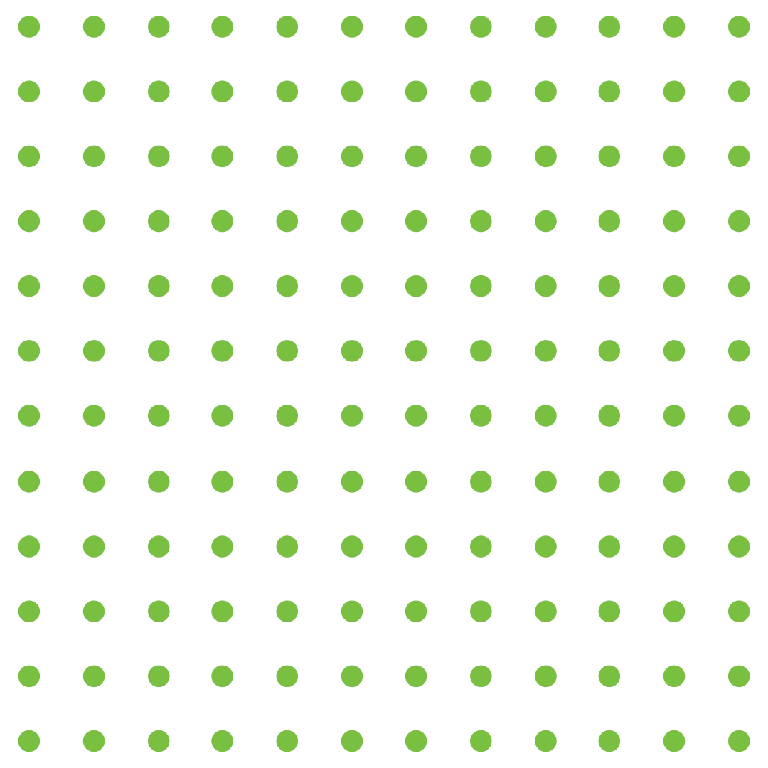 Green dots arranged in a grid pattern on a white background.