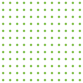 Green dots arranged in a grid pattern on a white background.
