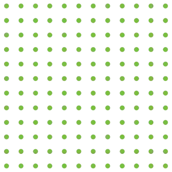 Green dots arranged in a grid pattern on a white background.