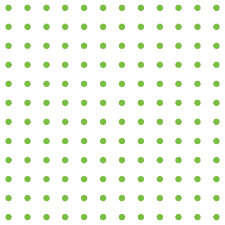 Green dots arranged in a grid pattern on a white background.