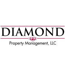 Diamond Property Management LLC logo, black text over maroon lines, a diamond icon.