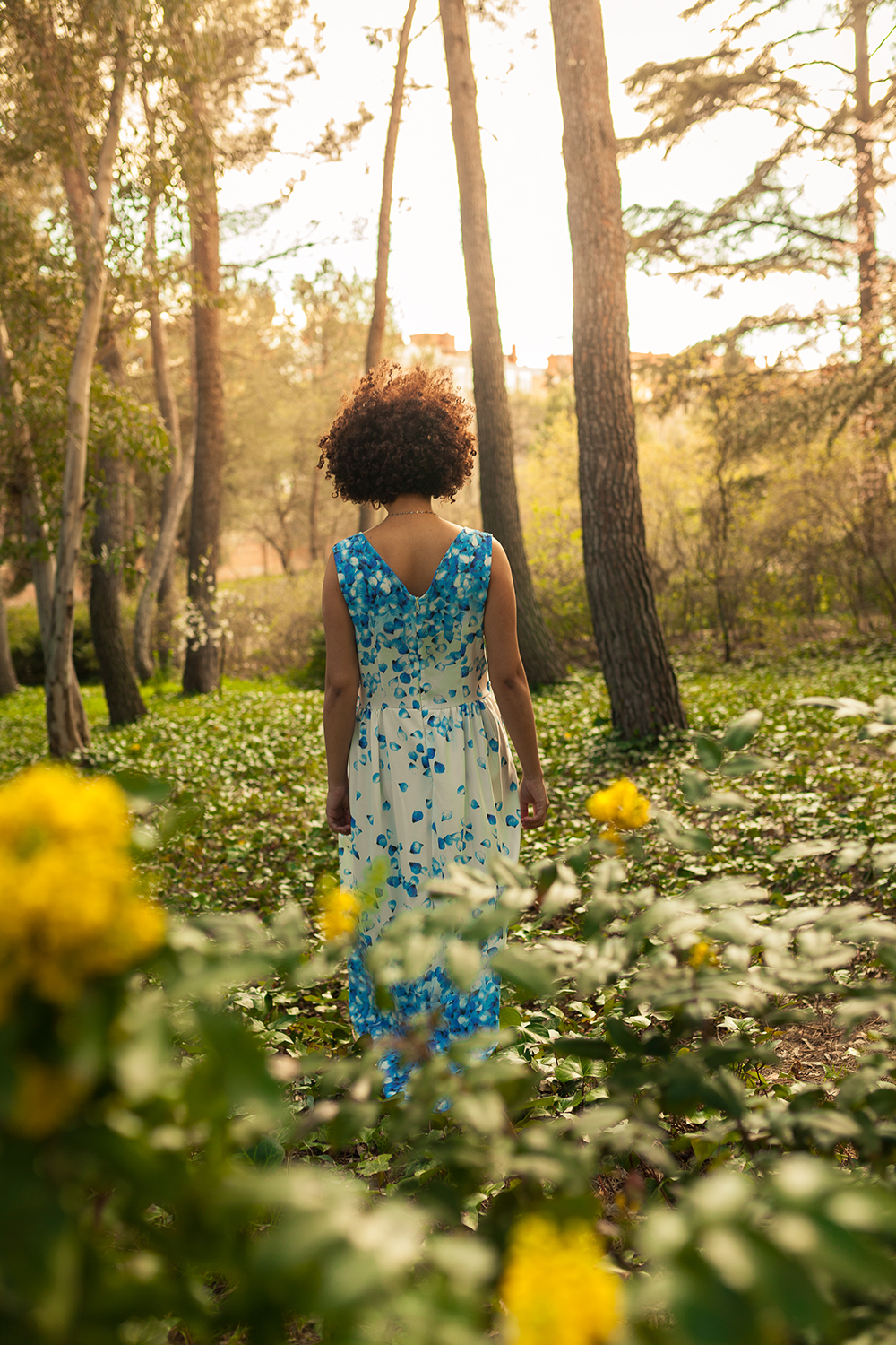 A man in a hat is walking through a dry field at sunset.