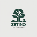 Green logo of a tree with a chainsaw, text reads "Zetino Tree Service".