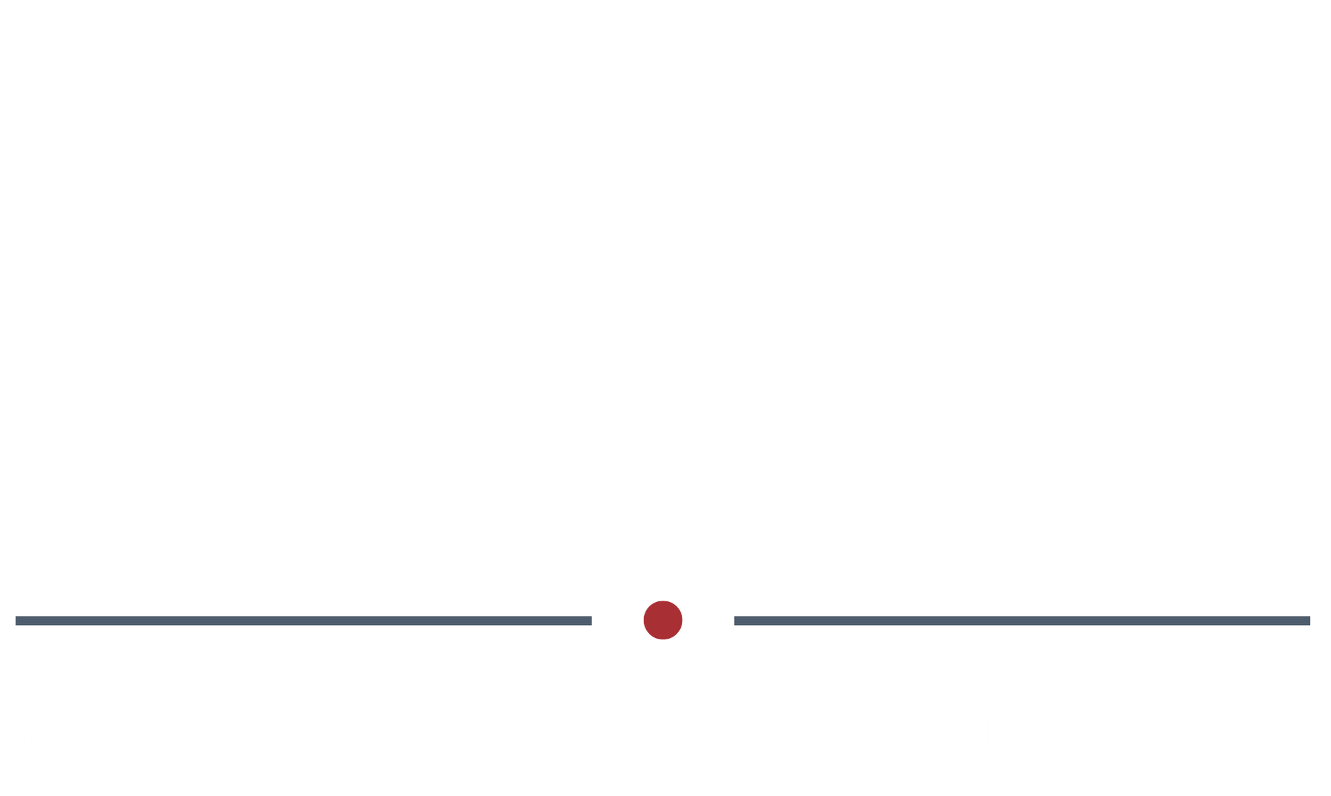 A horizontal gray line bisected by a small, red dot in the center.