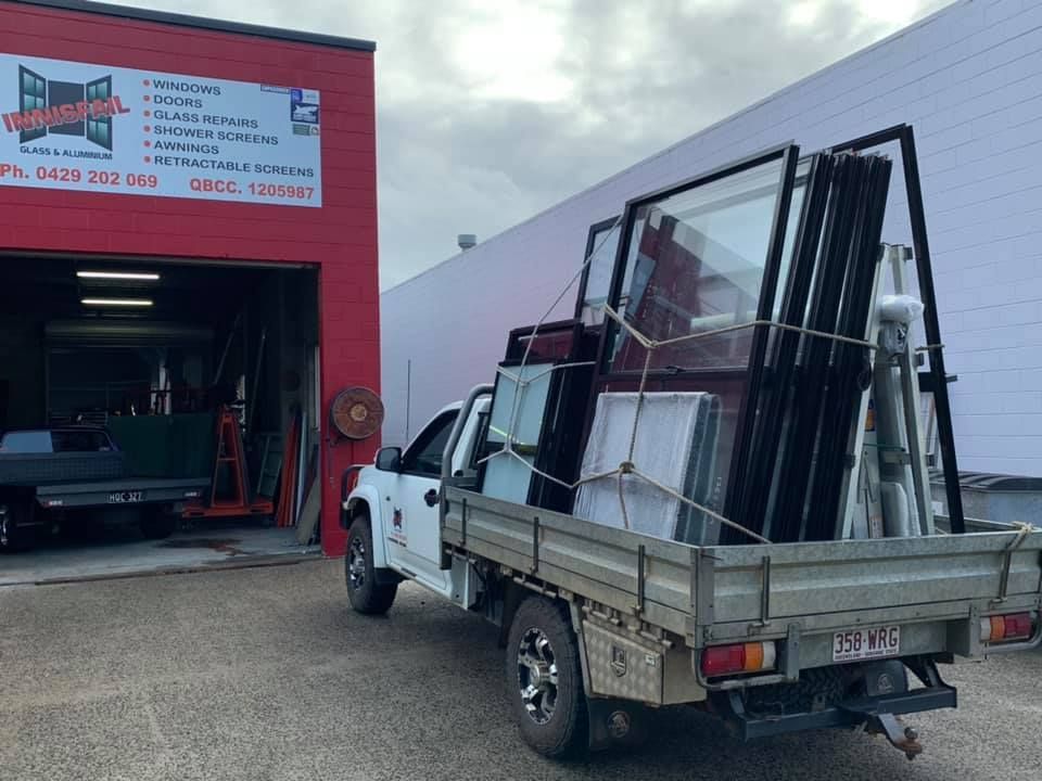 White Pickup Truck Loaded — Innisfail Glass & Aluminium in Innisfail, QLD