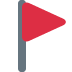 A red triangle flag on a pole on a white background.